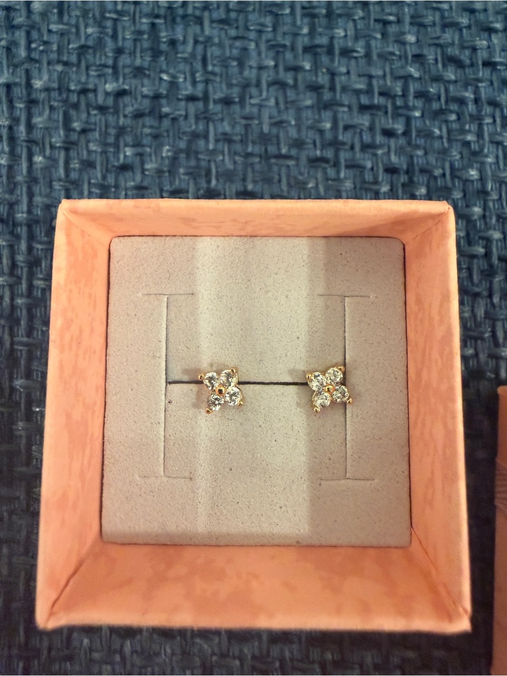 Delicate Gold-Tone Crystal Flower Stud Earrings - Women Jewelry